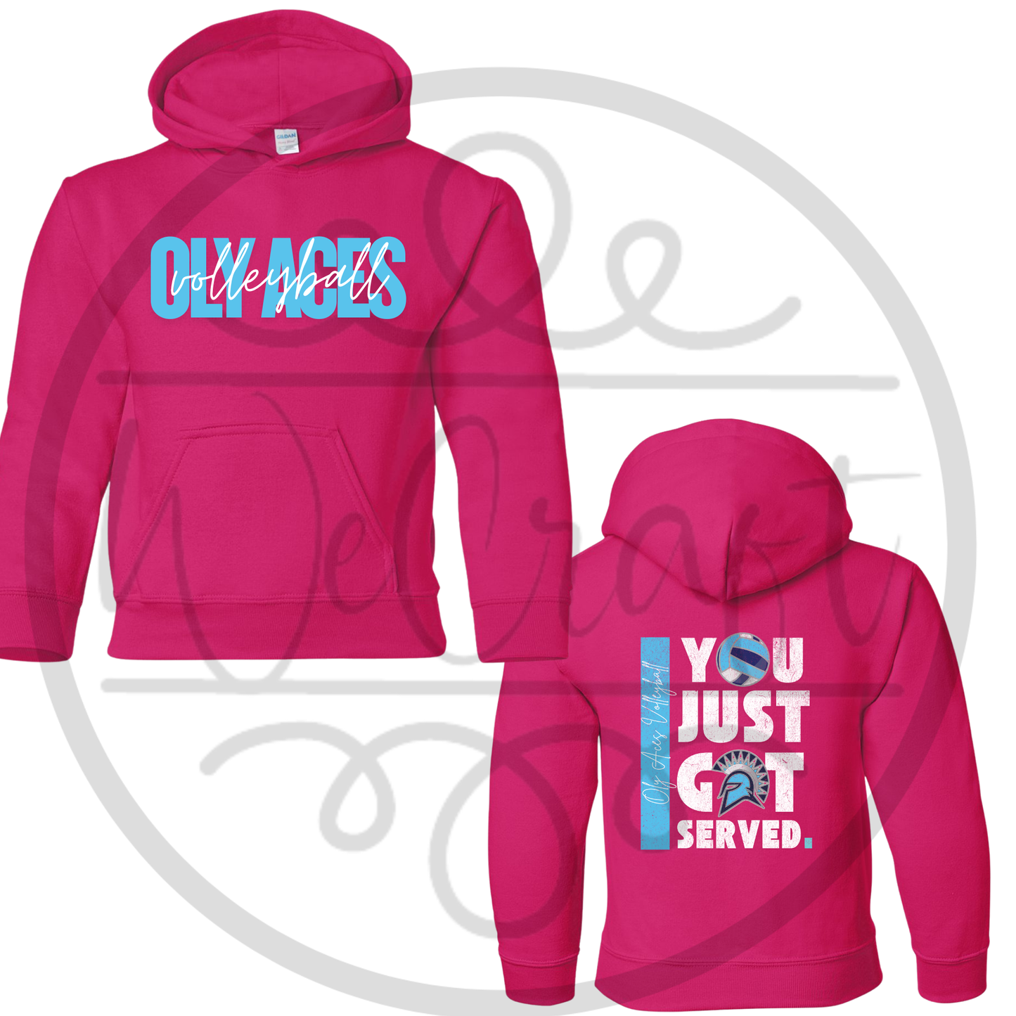 Oly Aces Logo VB Youth Pink Hoodie