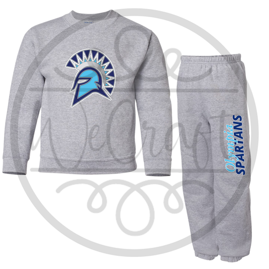Youth Spartans Crewneck Sweat Set - Gray