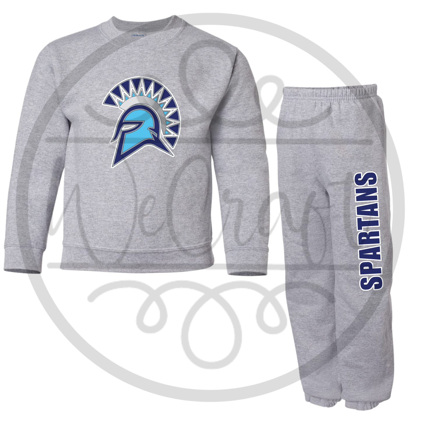 Youth Spartans Crewneck Sweat Set - Gray