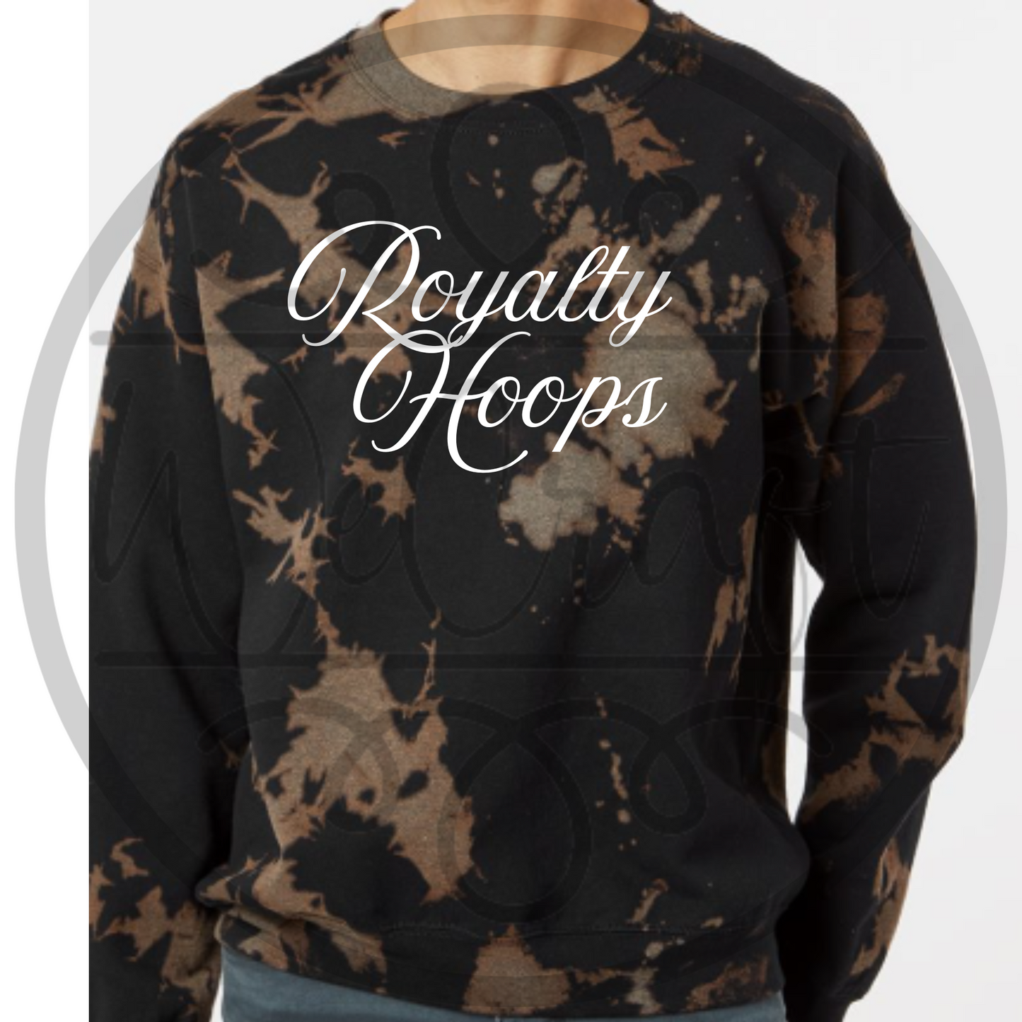 50/50 Unisex Black Bleached Crewneck