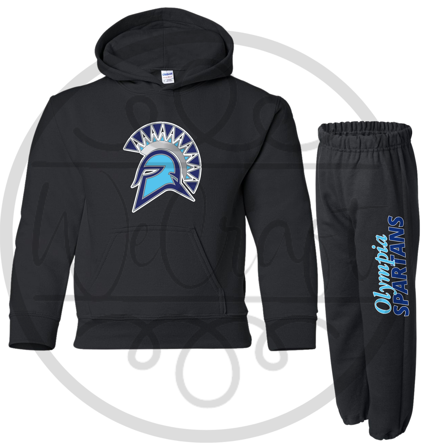 Youth Spartans Hoodie Sweat Set - Black