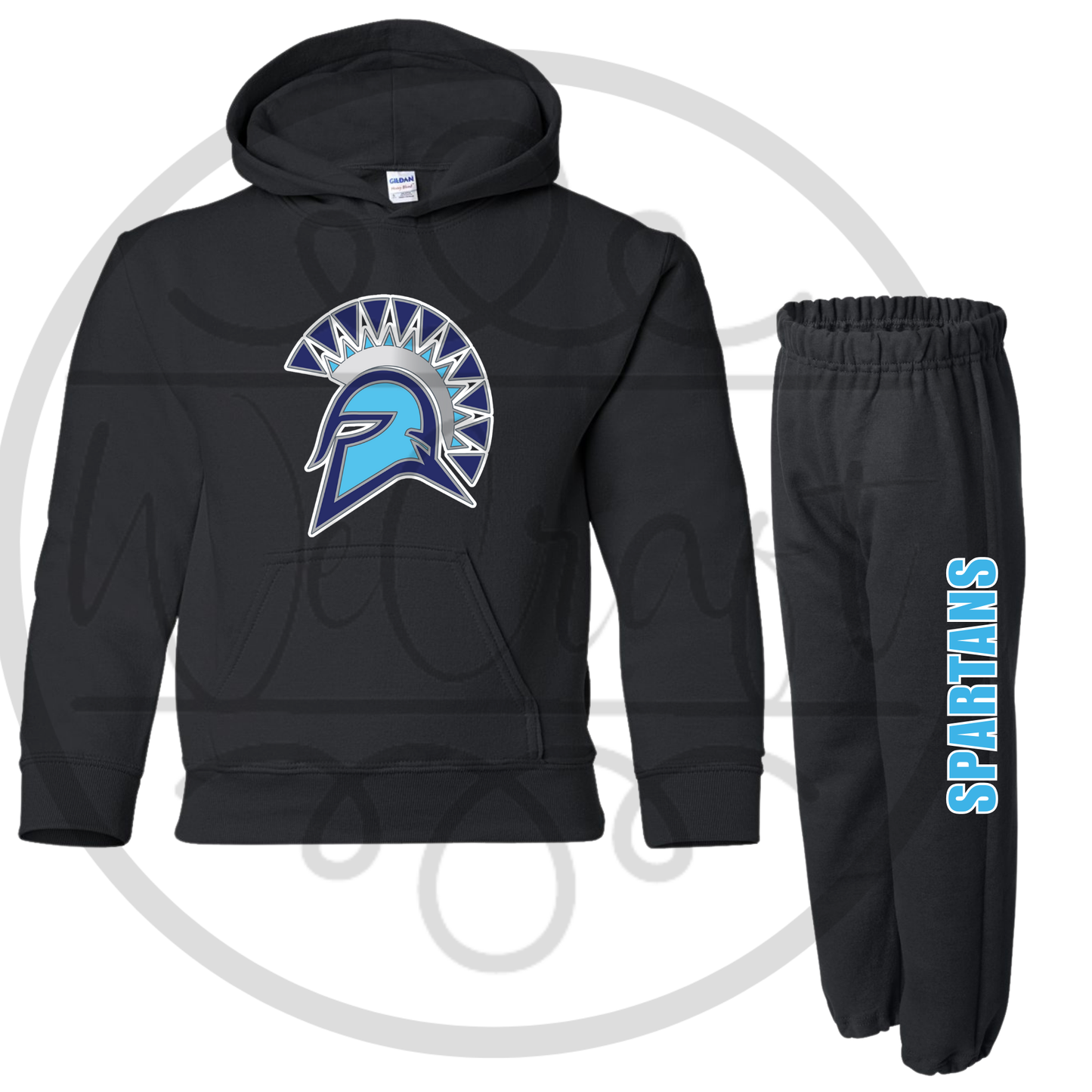 Youth Spartans Hoodie Sweat Set - Black