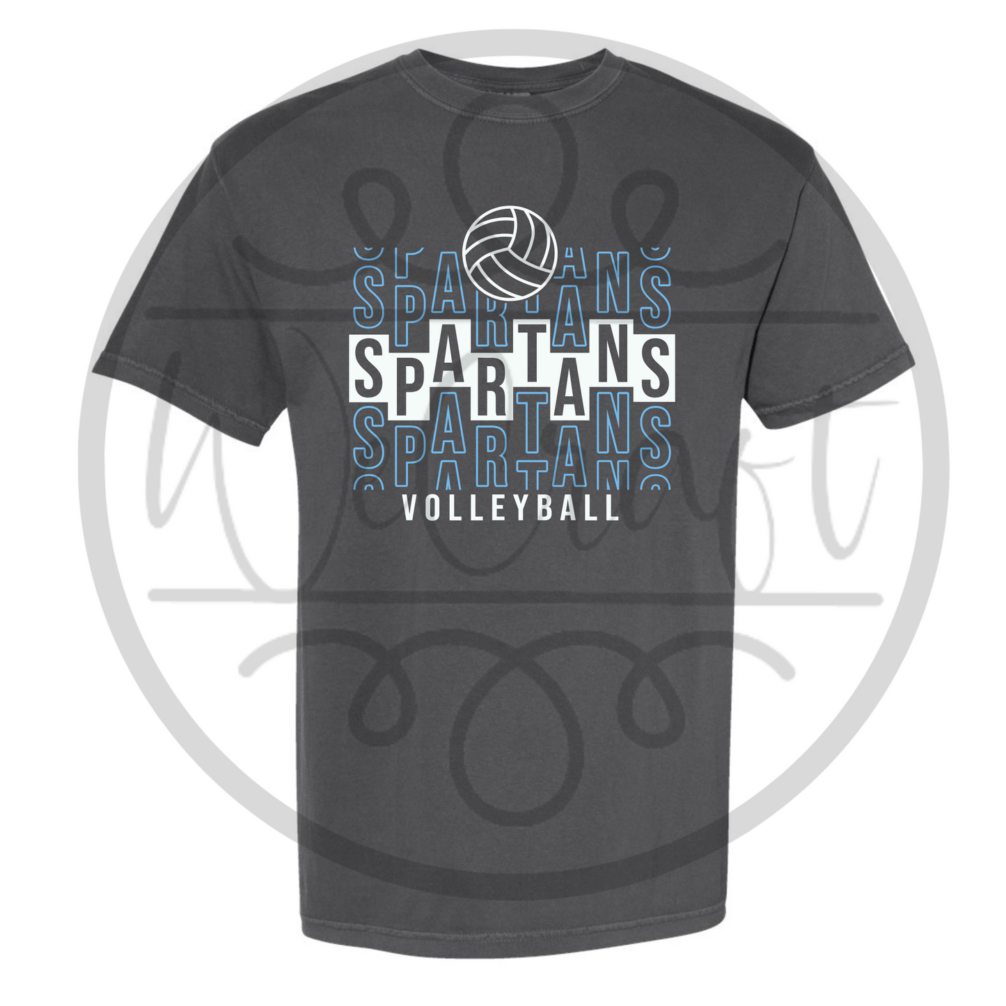Spartans VB Comfort Colors Stacked Tee