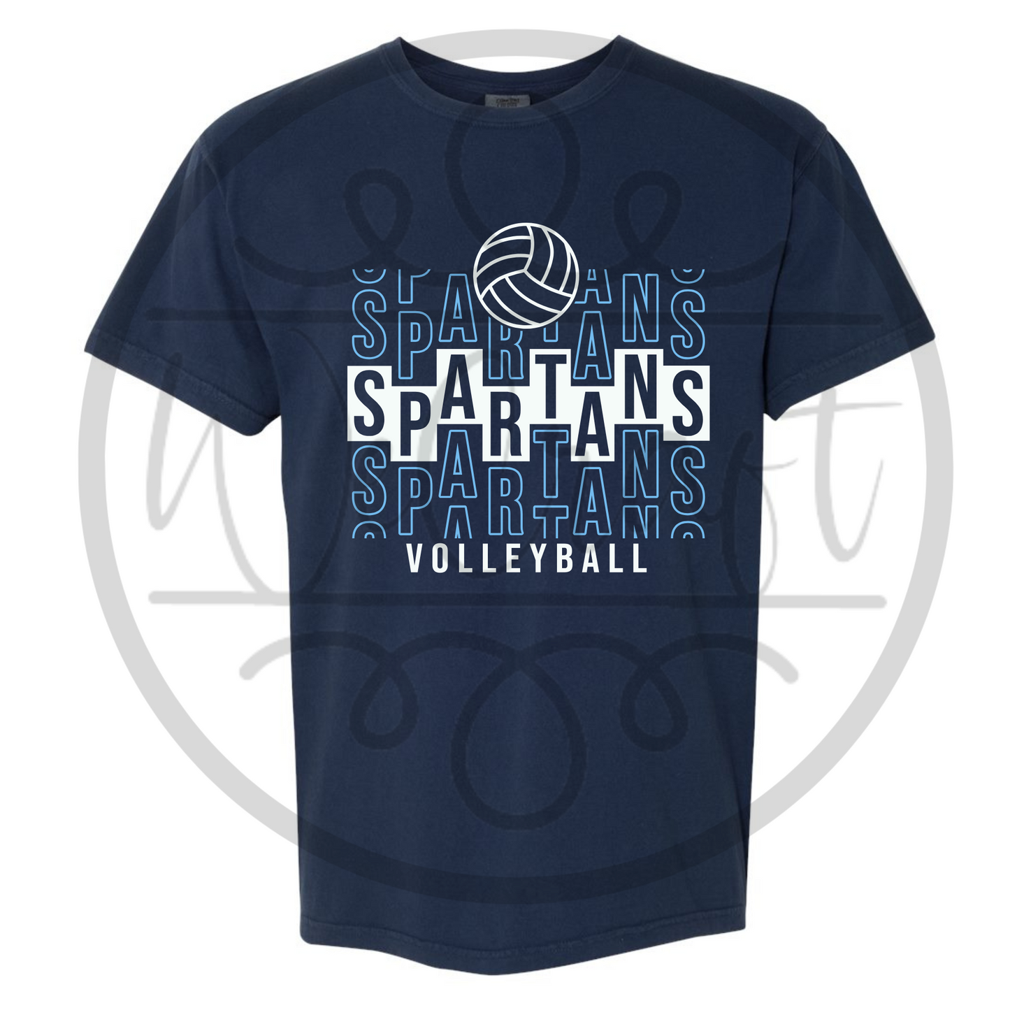 Spartans VB Comfort Colors Stacked Tee
