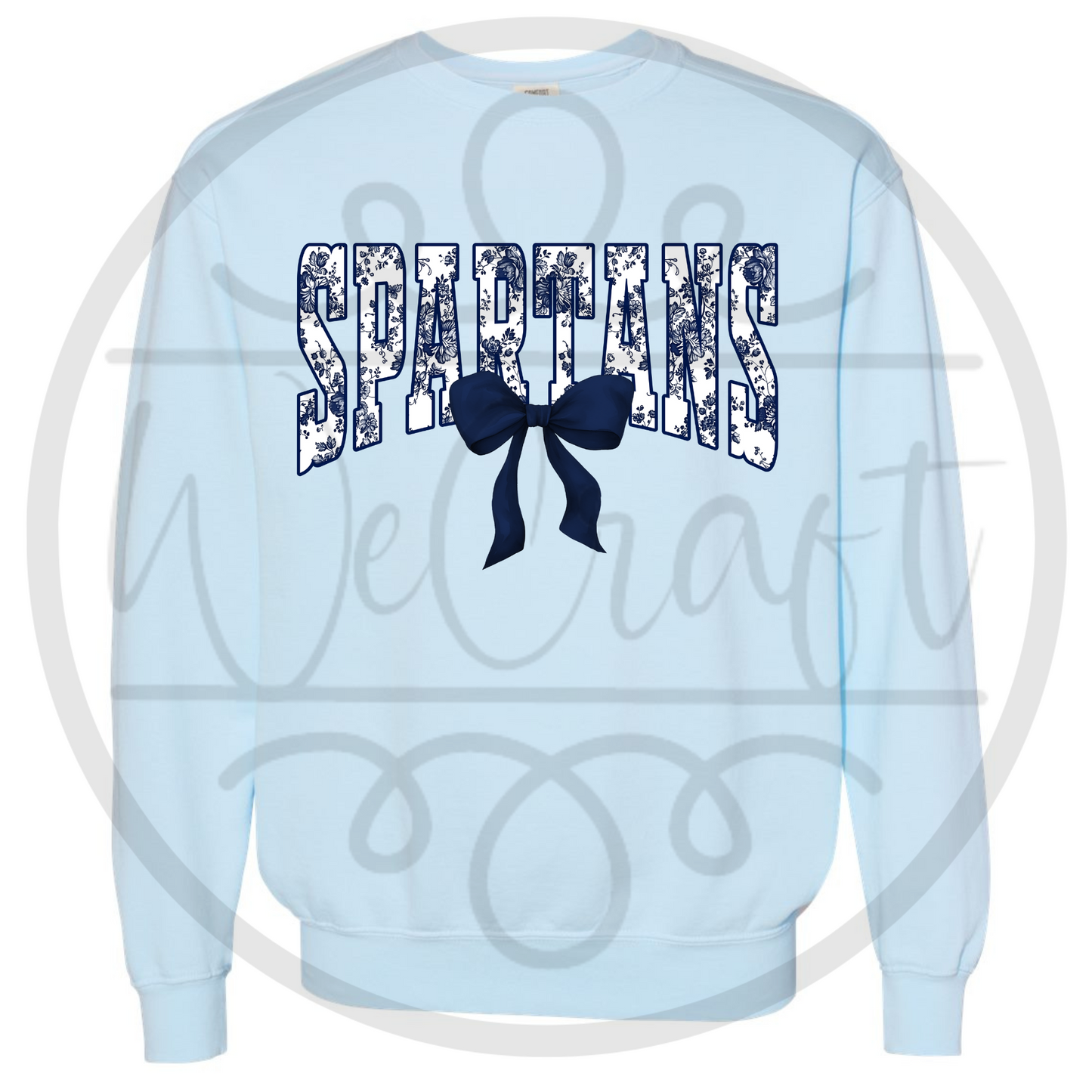 Navy Floral Spartans Bow - Comfort Colors