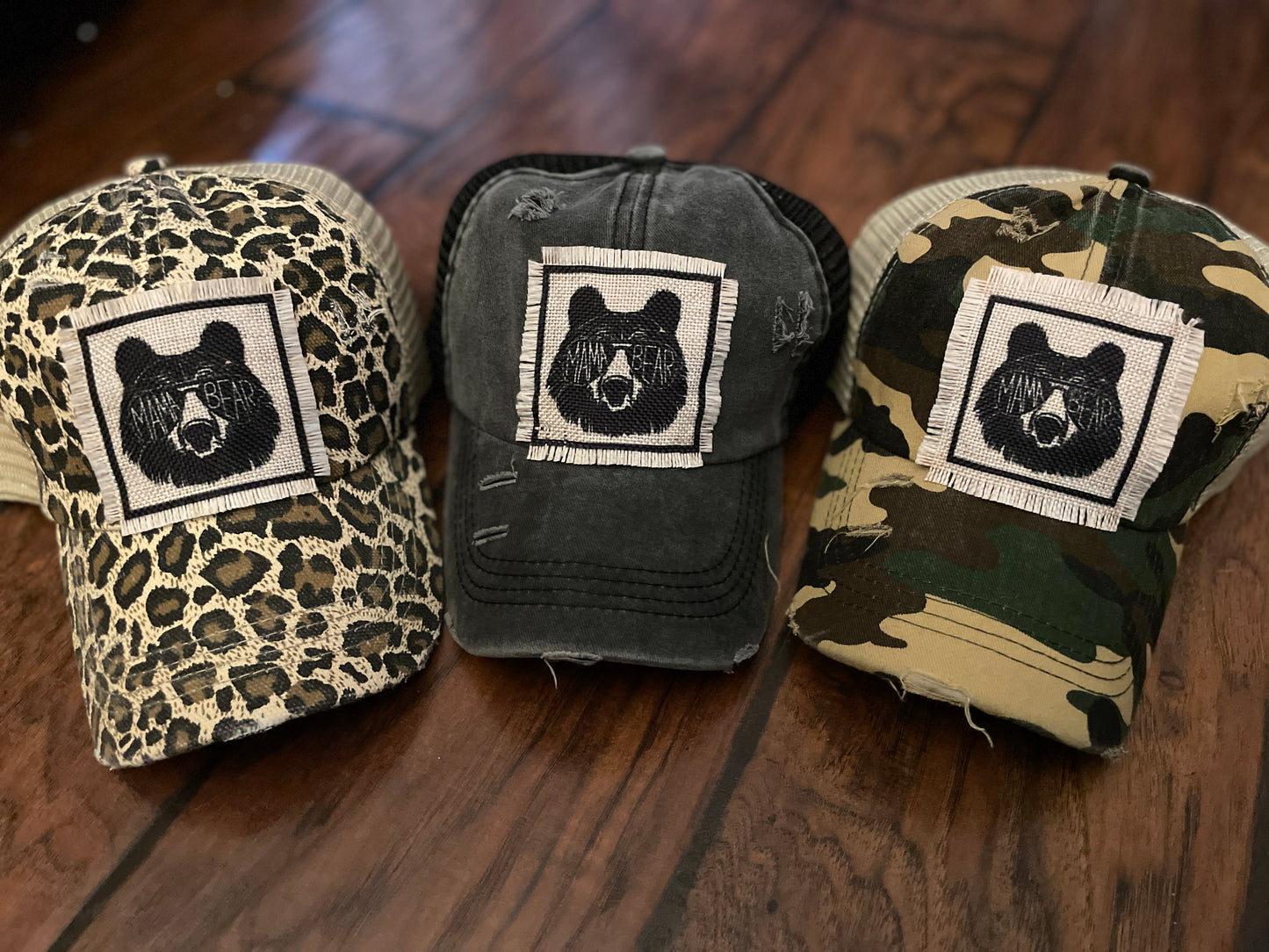 Mama Bear Distressed Ponytail Hat