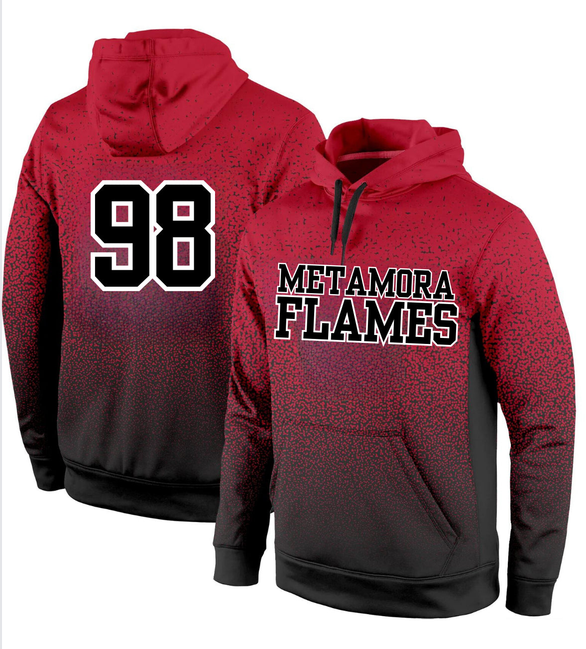 Red & Black Gradiant Flames Hoodie