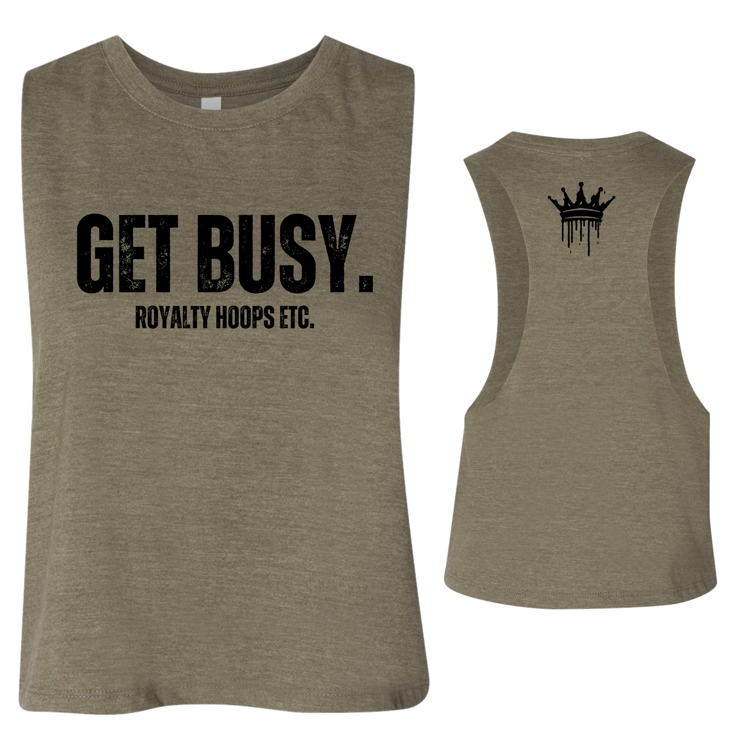 Women's Bella + Canvas Get Busy Olive Crop Tank