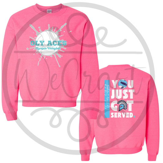 Oly Aces Pink Youth Crewneck