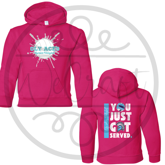 Oly Aces Logo VB Youth Pink Hoodie