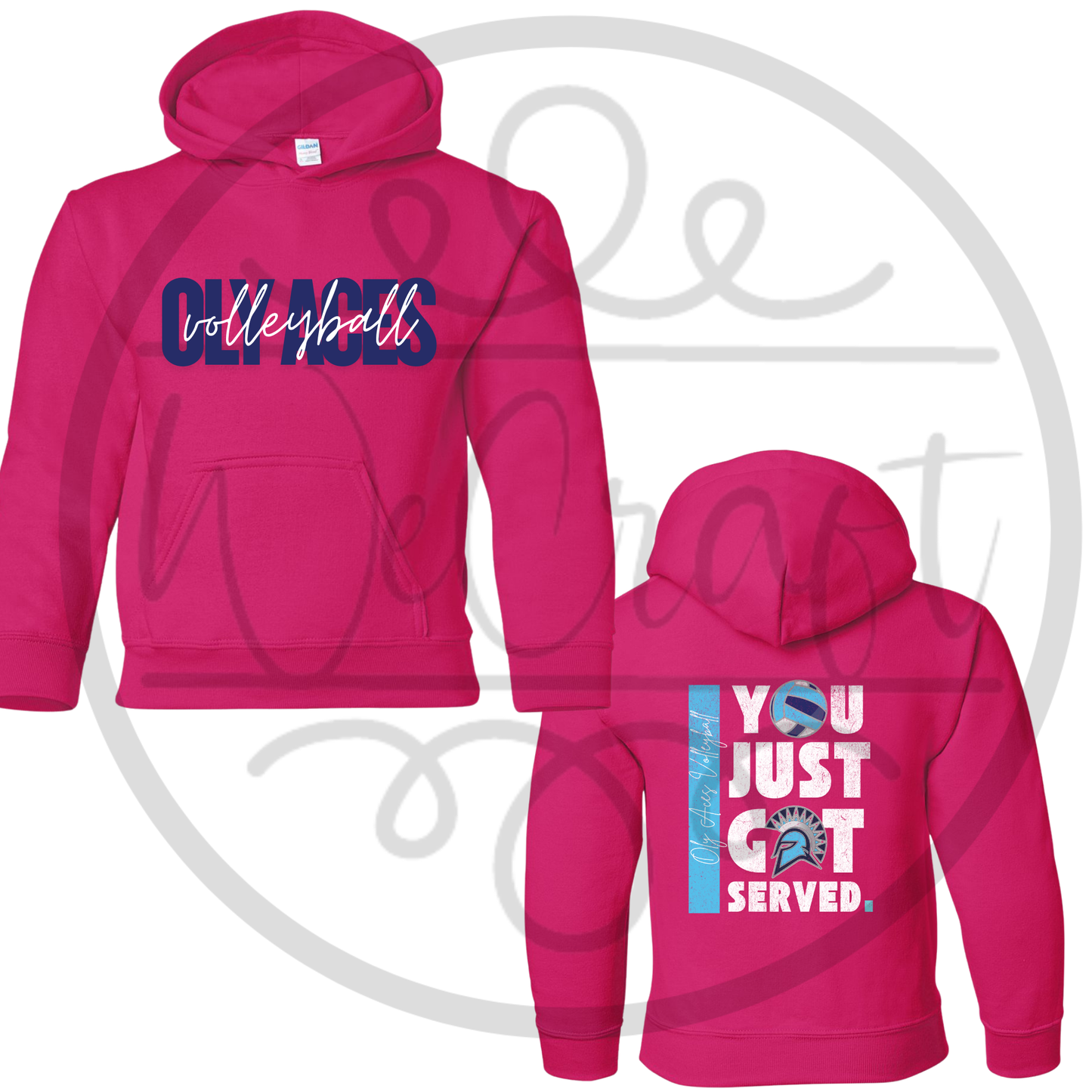 Oly Aces Logo VB Youth Pink Hoodie