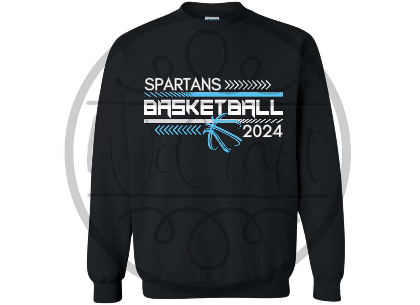 Etched Spartans Basketball Crewneck