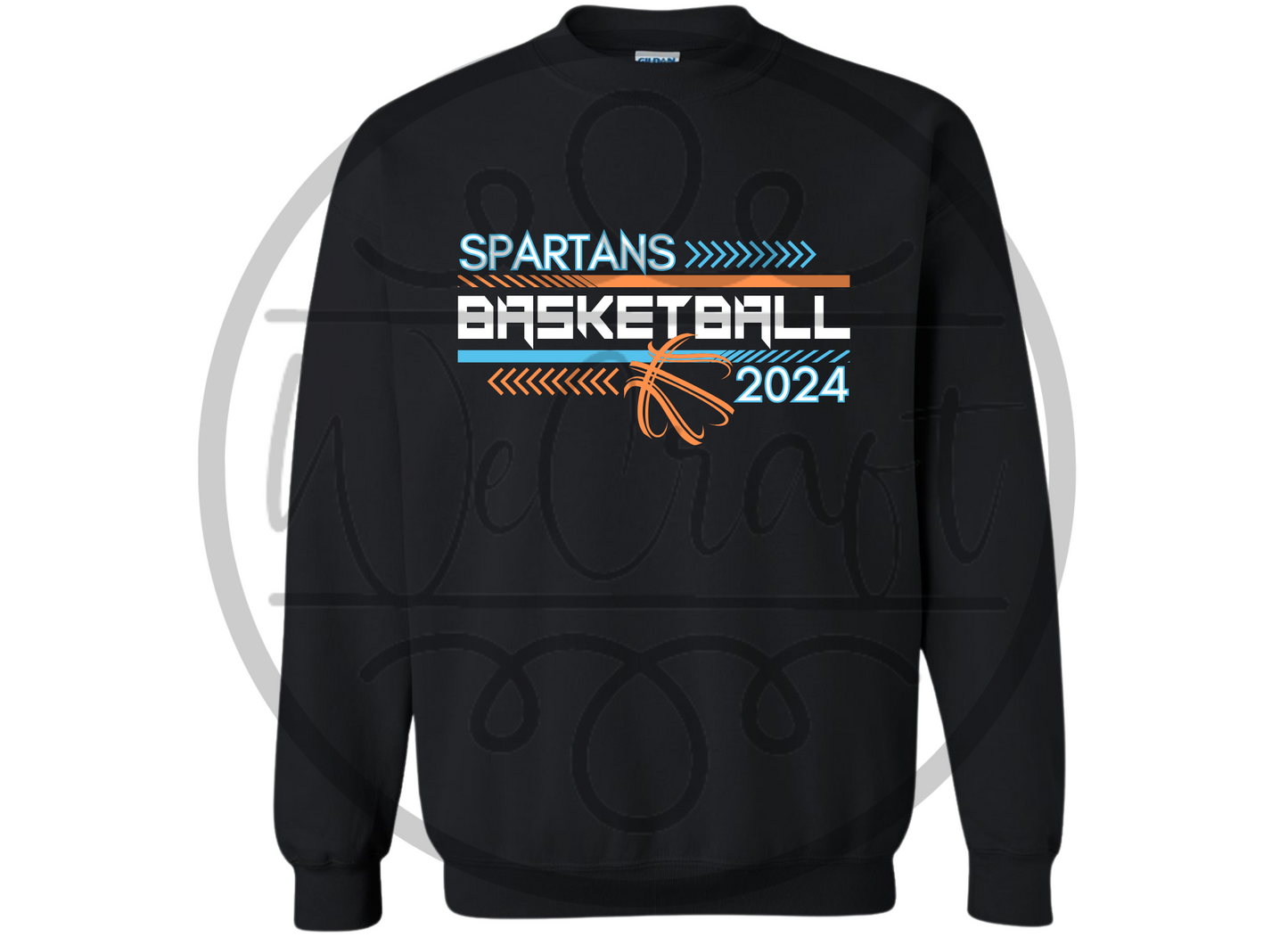 Etched Spartans Basketball Crewneck