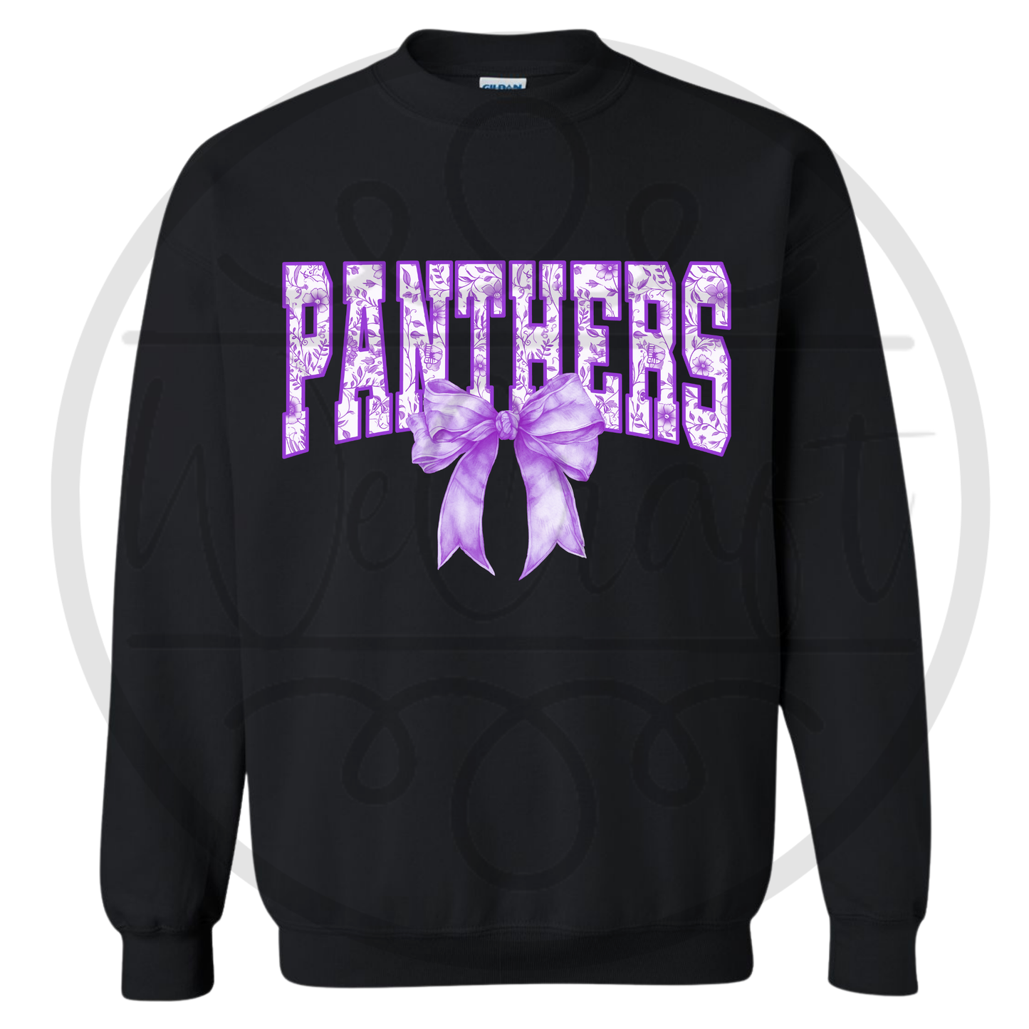 Panthers Floral Bow Crewneck