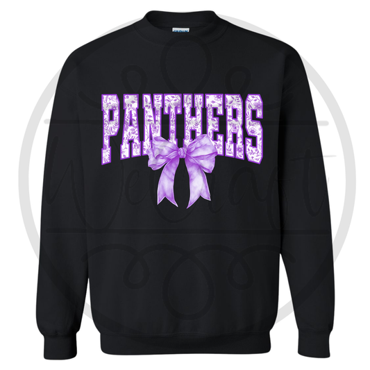 Panthers Floral Bow Crewneck