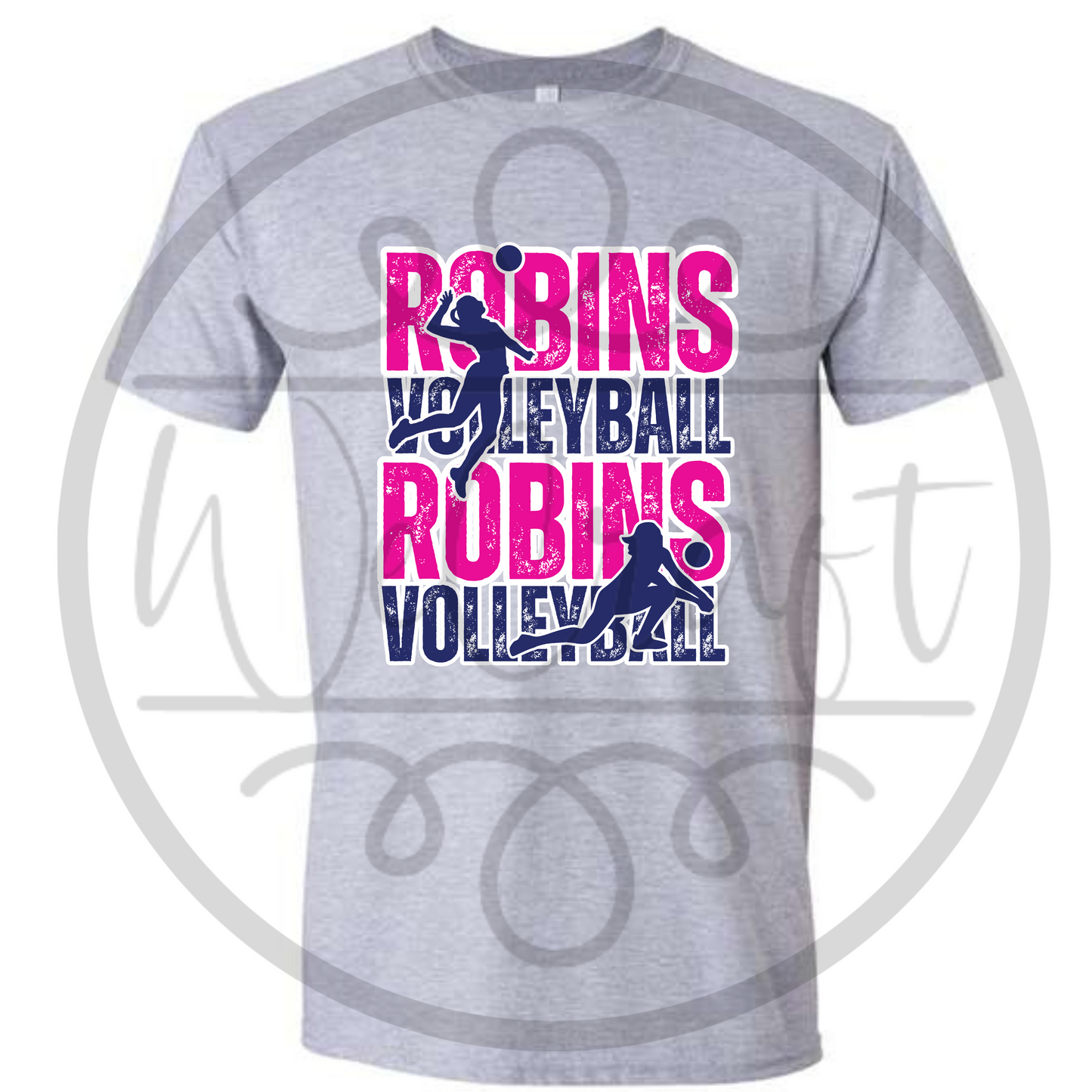 Robins Volleyball Stacked T-Shirt