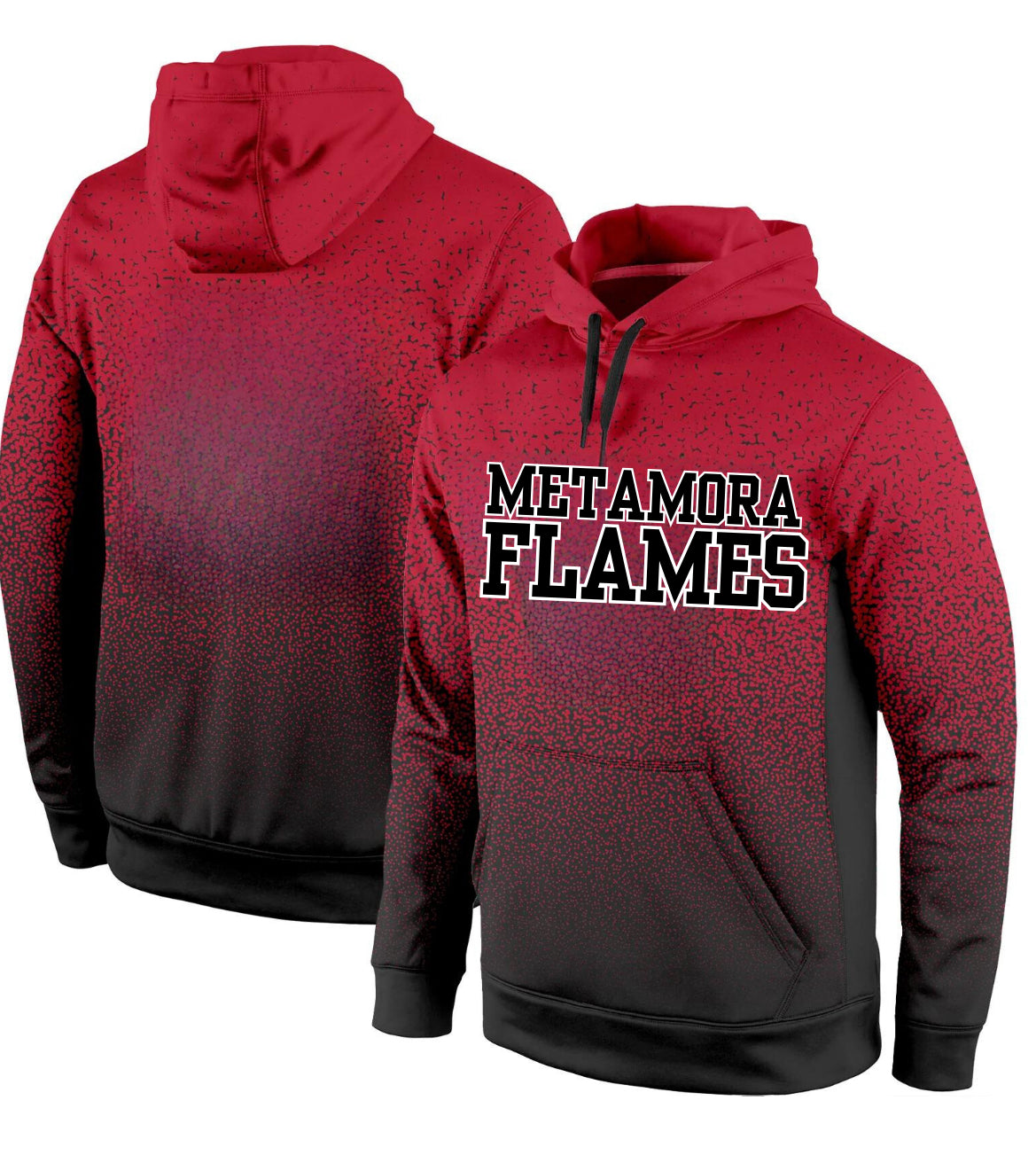 Red & Black Gradiant Flames Hoodie - No #