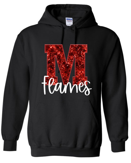 Adult Unisex 50/50 Black Hoodie w/Faux Sequin Design