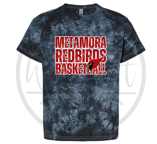 Crystal Tie-Dye Black Redbirds Tee