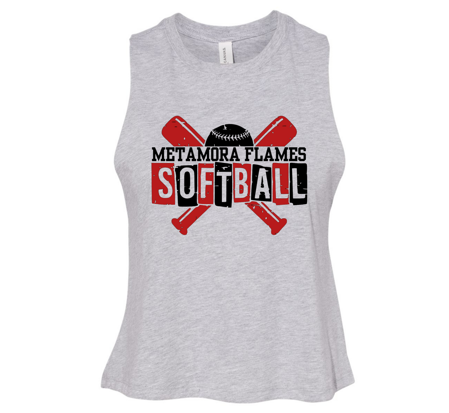 Women’s Bella + Canvas Crop Metamora Flames Softball