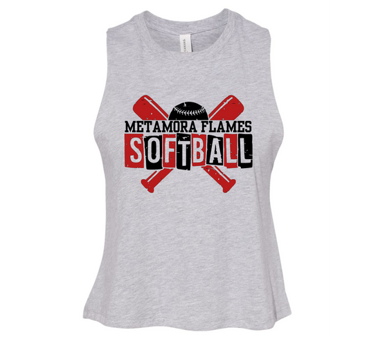 Women’s Bella + Canvas Crop Metamora Flames Softball