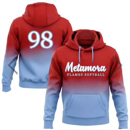 Blue & Red Ombre Flames Hoodie