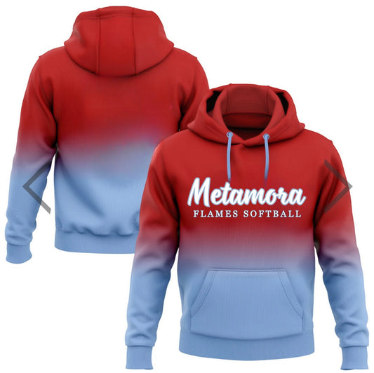 Blue & Red Ombre Flames Hoodie - No #