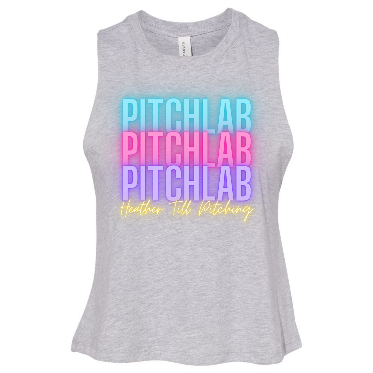 PitchLab Neon Stacked Bella + Canvas Racerback Cropped Tank