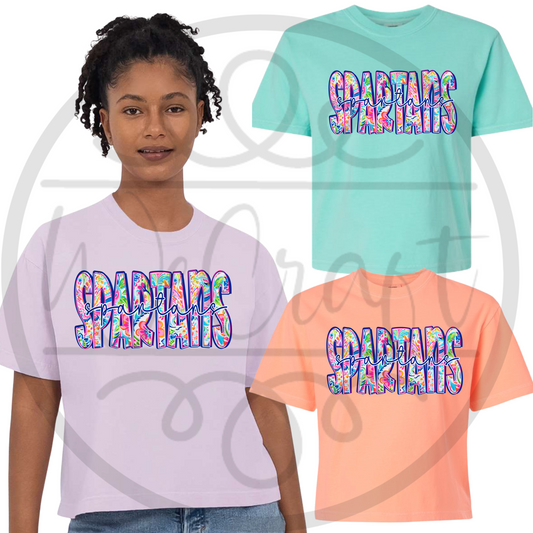 Floral Spartans CC Crop Tee