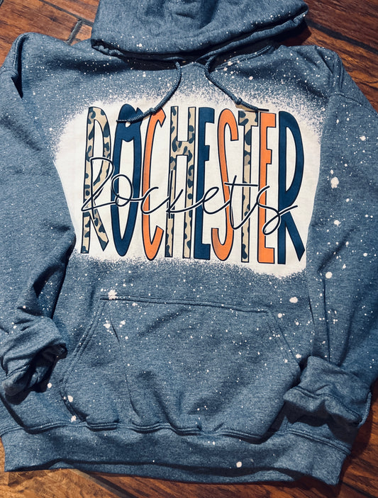 Gilden Heather Navy Bleached Hoodie - Rockets Capital