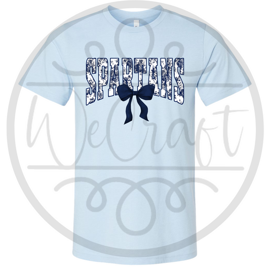 Navy Spartans Bow Tee - Comfort Colors