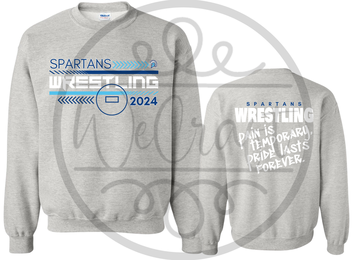 Spartans Wrestling Etched w/ back design