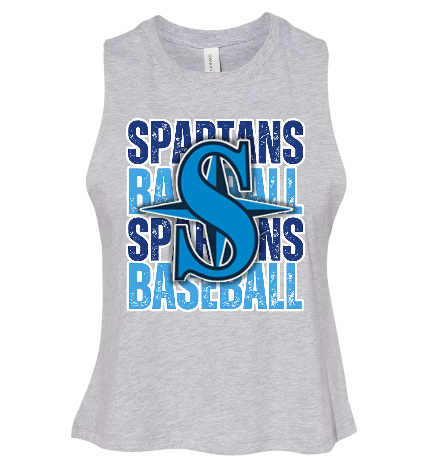 Bella + Canva Crop Racerback Tank Spartans Baseball