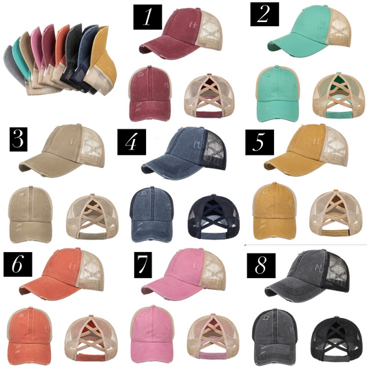 Custom Design Distressed Ponytail Hats