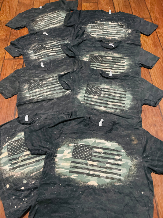 Youth Storm Camo Flag Bleached Tee